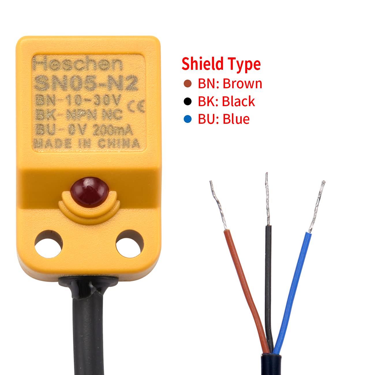 Heschen Square Inductive Proximity Sensor Switch Non-Shield Type SN05-