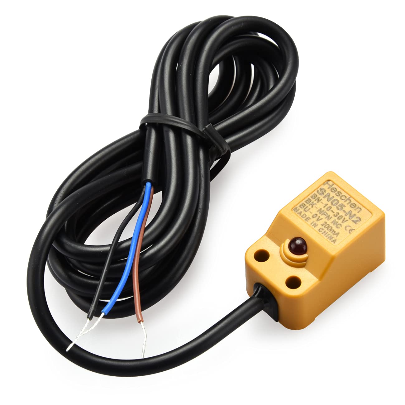 Heschen Square Inductive Proximity Sensor Switch Non-Shield Type SN05-N2 Detector Distance 5mm 10-30VDC 200mA NPN Normally Closed(NC) 3 Wire,Pack of 5