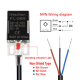 Heschen Square Inductive Proximity Sensor Switch, Non-Shield Type, PL-08N, Detector Distance 8mm, 10-30VDC 200mA, NPN Normally Open(NO), 3 Wire,Pack of 5