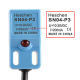 Heschen Square Inductive Proximity Sensor Switch, Non-Shield Type, SN04-P3, Detector Distance 5mm, 10-30VDC 200mA, PNP NO+NC, 4 Wire,Pack of 5