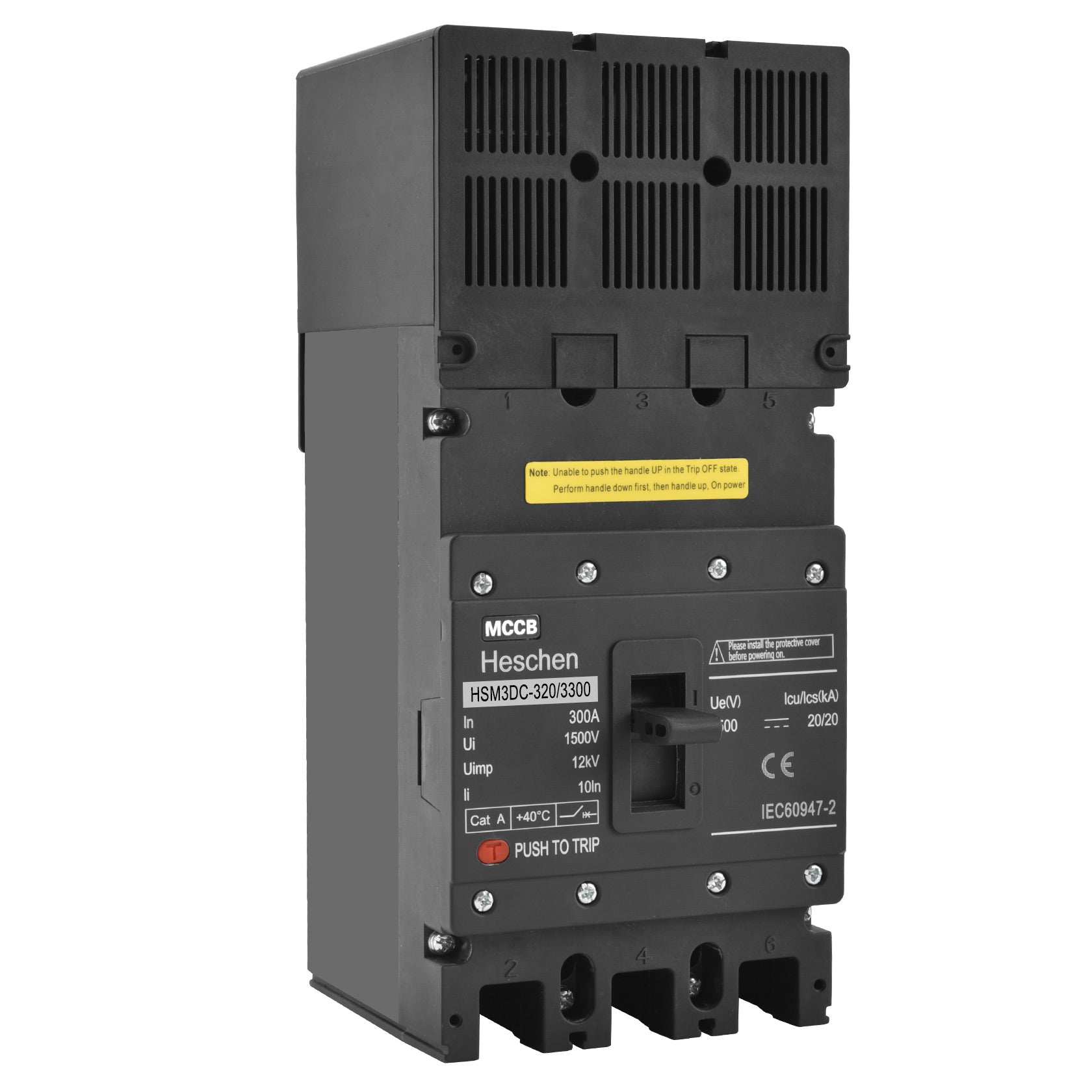 Heschen MCCB Molded Case Circuit Breaker DC,Photovoltaic Circuit Breaker, HSM3DC-320, 2 Poles, DC1500V 280A/300A/320A, With Protective Cover