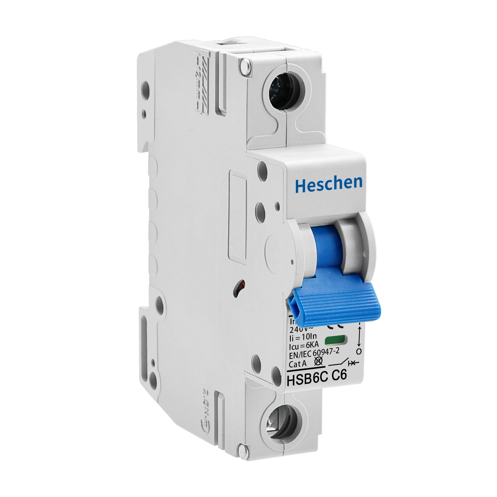 Heschen Miniature Circuit Breaker HSB6C, 6Amp Current, 1 Pole, Type C, 6kA Breaking Capacity, DIN Rail Mounting