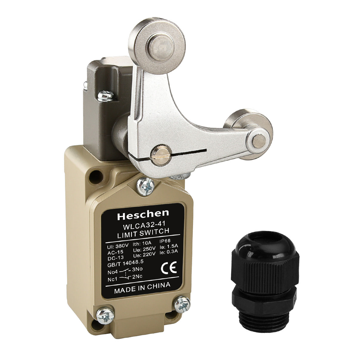 Heschen Limit Switch WLCA32-41 (TZ-5105) Double Rotary Roller Lever Momentary 380V 10A