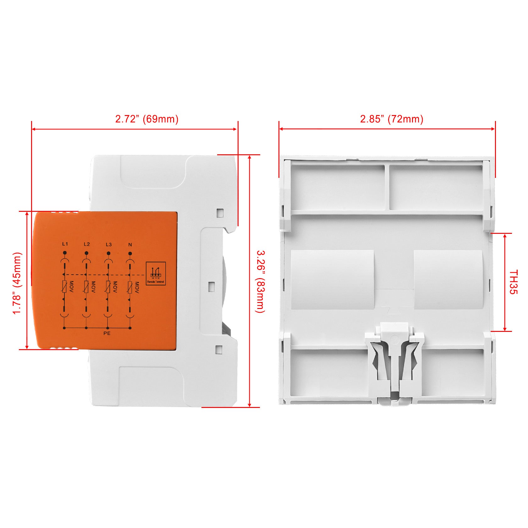 Heschen Surge Protective Device with Remote Communication, LYD1-C40/385, 4P 385V 20KA, Fire-Proof, Low-Voltage Arrester, 35mm DIN Rail Mounting