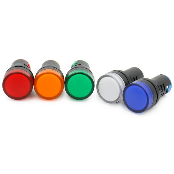 Heschen LED Indicator Light Pilot Signal Lamp AD16-22DS DC 12V/24V AC 110V/220V 20mA Red/Green/Blue/Yellow/White