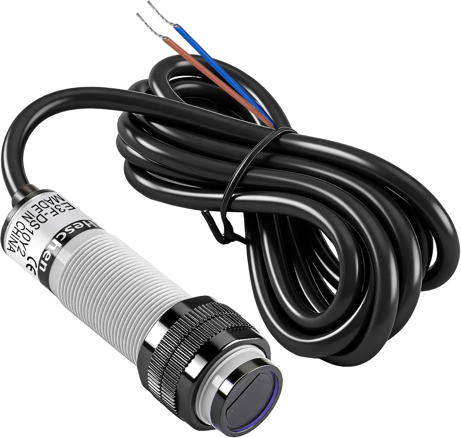 Heschen M18 Photoelectric Sensor Diffuse Reflection Sensor Switch E3F-DS10Y2 NC AC90-250V 400mA Sensing Distance 10cm 2 Wires