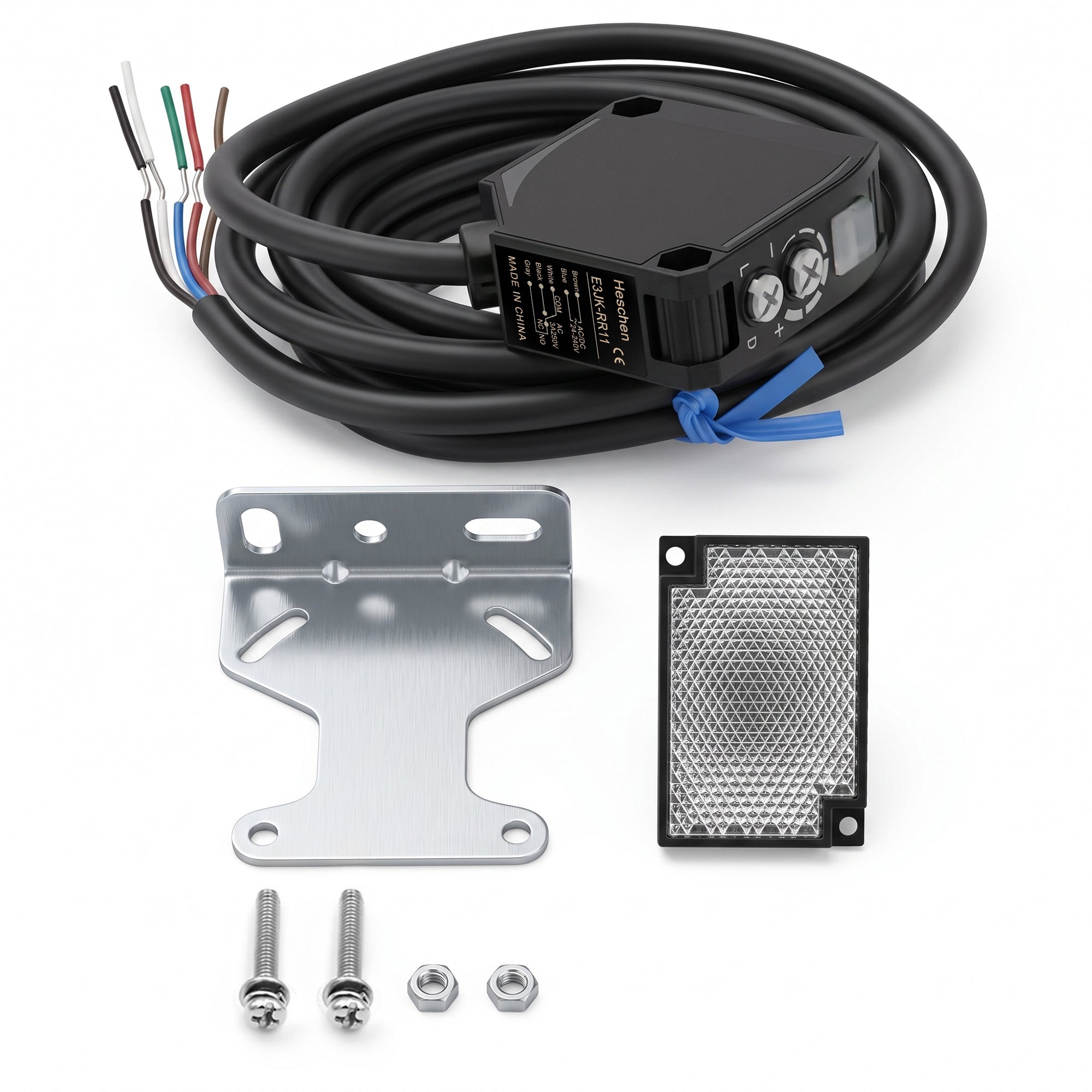 Heschen  Photoelectric Switch Sensor, E3JK-RR11 AC/DC 24-240V AC3A/250V 100mm‑7m Sensing Distance