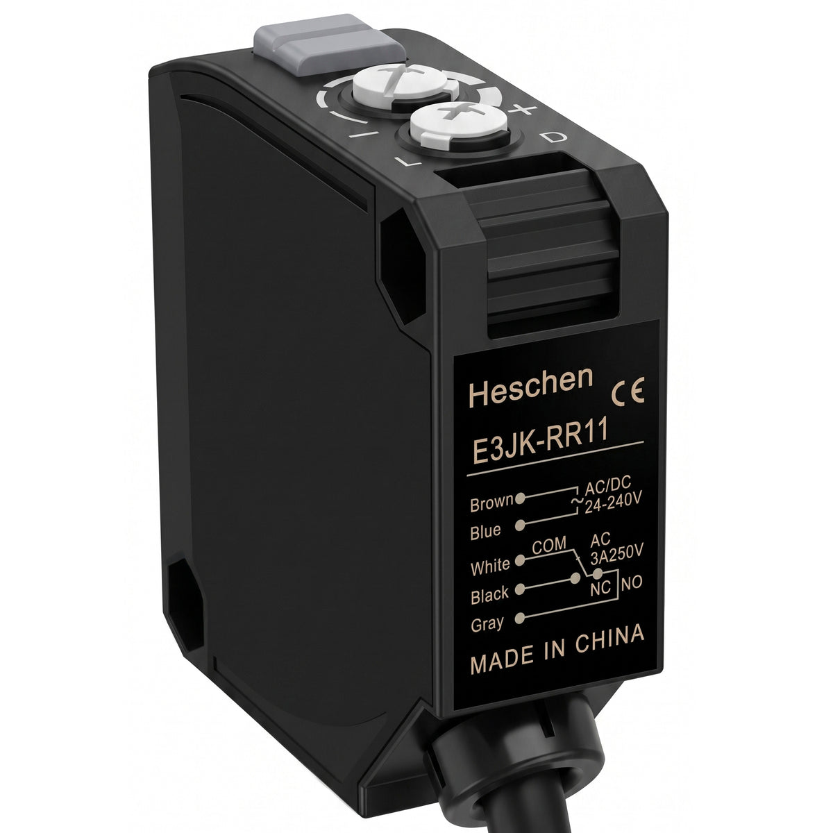 Heschen  Photoelectric Switch Sensor, E3JK-RR11 AC/DC 24-240V AC3A/250V 100mm‑7m Sensing Distance