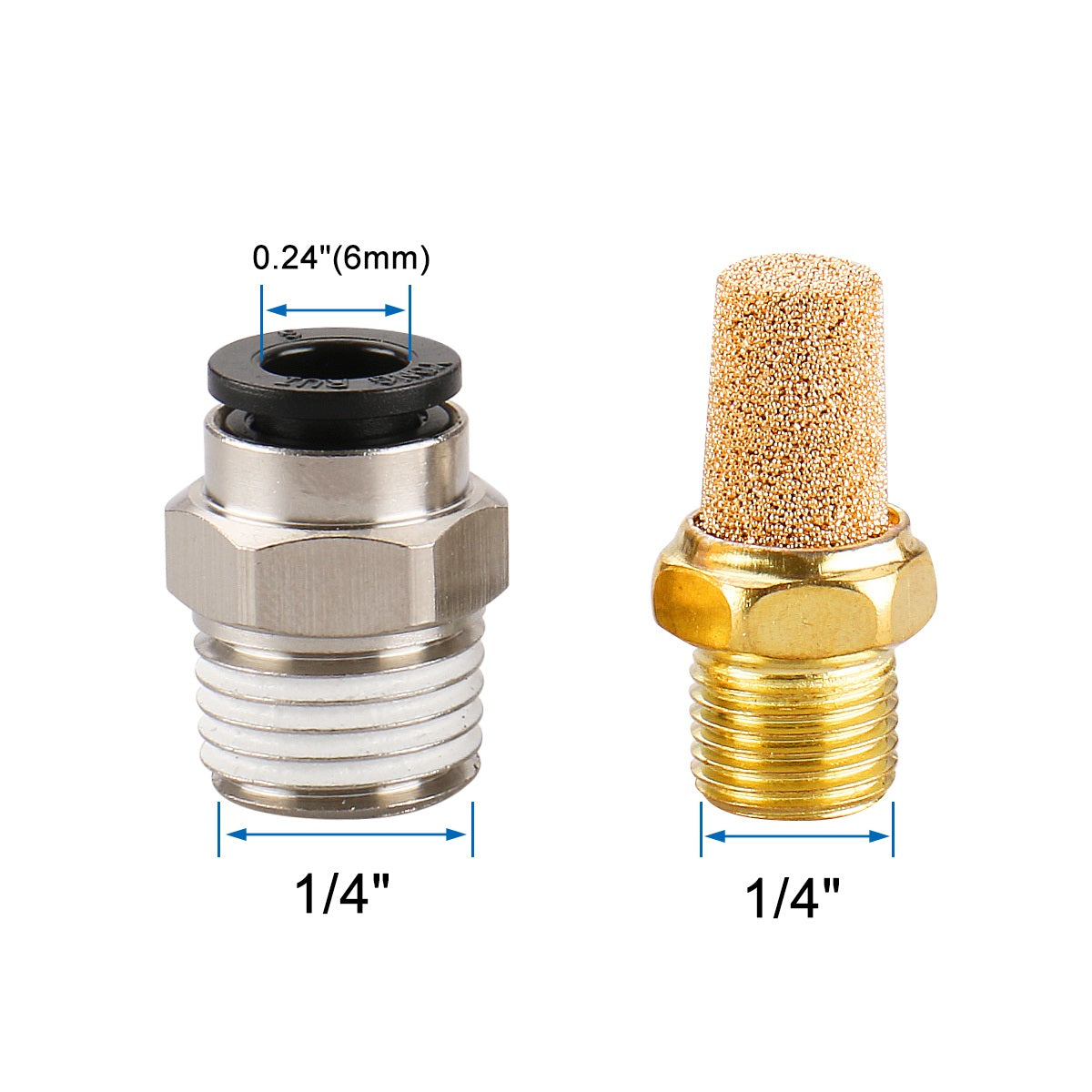 Heschen Pneumatic Fitting PT 1/4 Thread Air Quick Fittings with Mufflers Work for Solenoid Valve 3V210/4V210