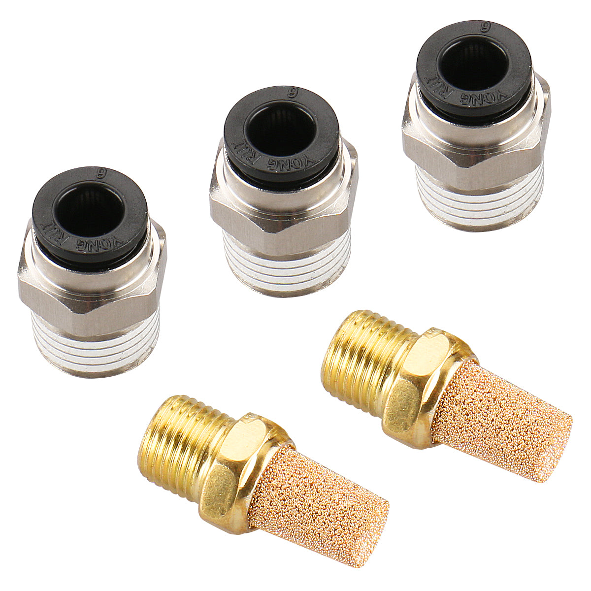 Heschen Pneumatic Fitting PT 1/4 Thread Air Quick Fittings with Mufflers Work for Solenoid Valve 3V210/4V210