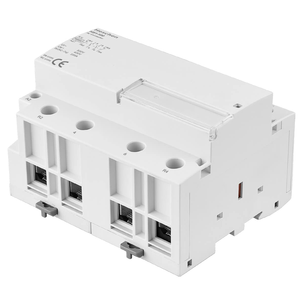 Heschen Household AC Contactor, HS1-100, Ie 100A, 4 Pole 2NO 2NC, AC 220V Coil Voltage, 35mm DIN Rail Mount