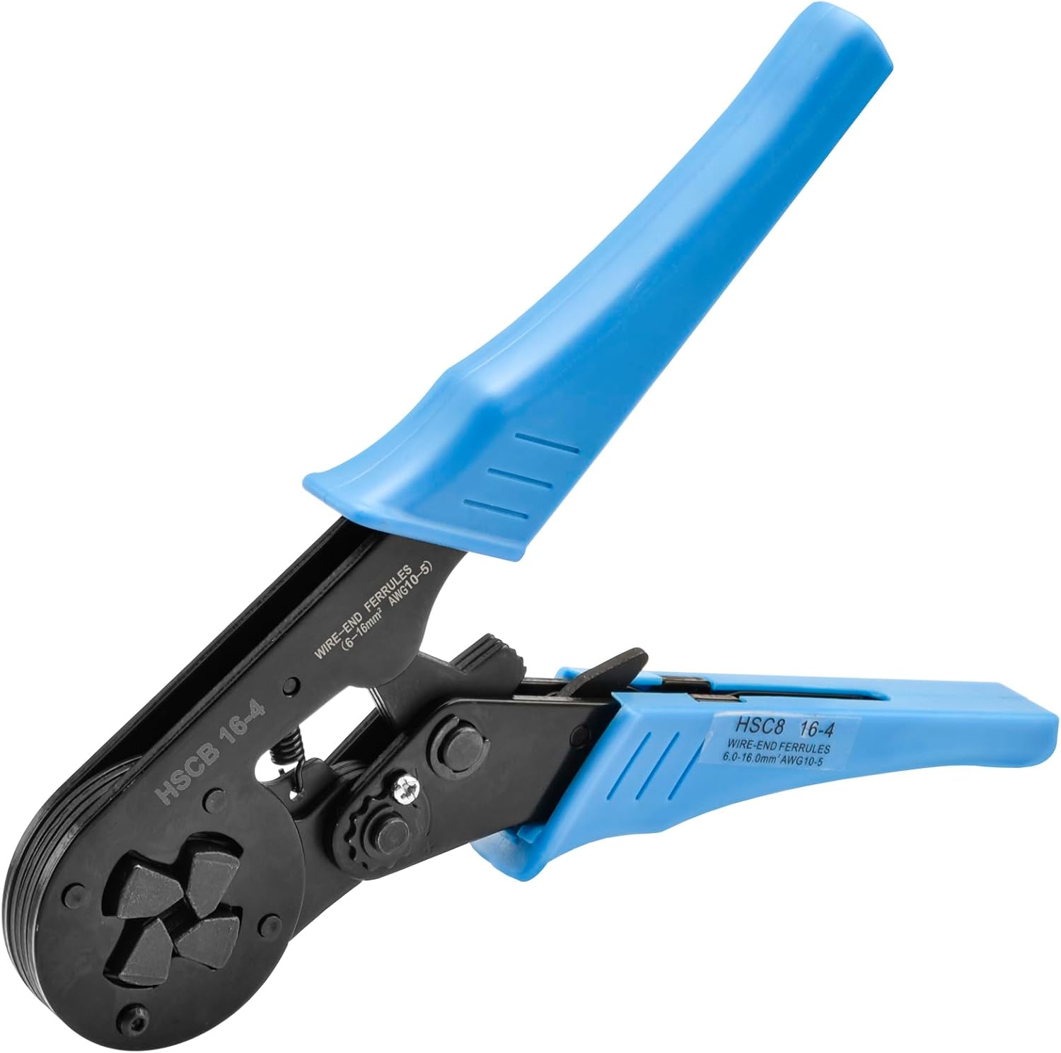 Heschen Crimper Plier, HSC8 16-4, Mini Self-Adjustable Crimping Tool, Use for 6.0-16.0 mm² (10-5 AWG) Cable End-Sleeves, Blue