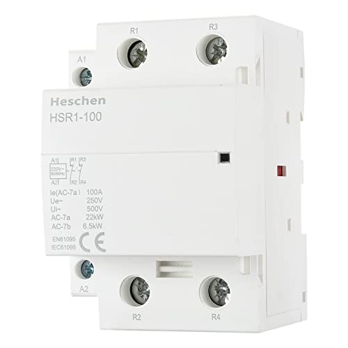 Heschen Household AC Contactor, HSR1-100, Ie 100A, 2 Pole, Two Normally Closed, AC 220V Coil Voltage, 35mm DIN Rail Mount