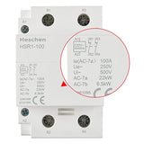 Heschen Household AC Contactor, HSR1-100, Ie 100A, 2 Pole, Two Normally Closed, AC 220V Coil Voltage, 35mm DIN Rail Mount