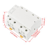 Heschen Household AC Contactor, HSR1-100, Ie 100A, 4 Pole, 4 Normally Closed, AC 220V Coil Voltage, 35mm DIN Rail Mount