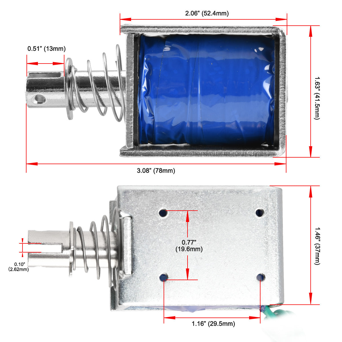 Heschen Solenoid Electromagnet HS-1250 DC 12V 1.3A 50N 10mm stroke push pull type open frame door lock