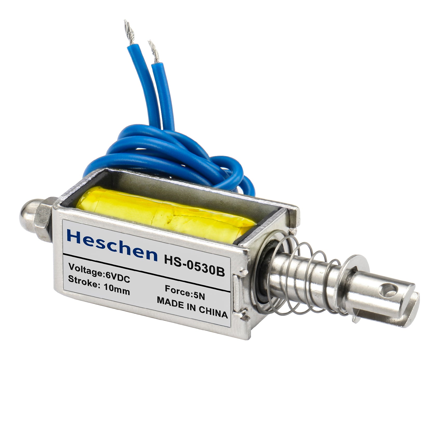 Open Frame Solenoid Electromagnet HS-0530B 5/6/12/24VDC 1.35A/1.45A/1A/810mA 5N 10mm Stroke Push Pull Type