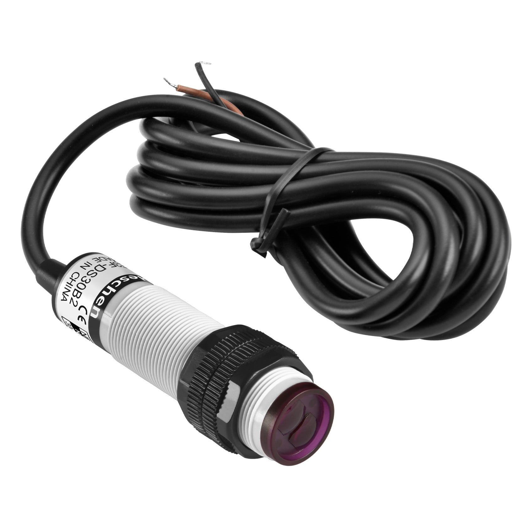 Heschen M18 Photoelectric Sensor Diffuse Reflection Sensor Switch E3F-DS30B2 NPN NC DC10-30V 200mA Sensing Distance 30cm 3 Wires