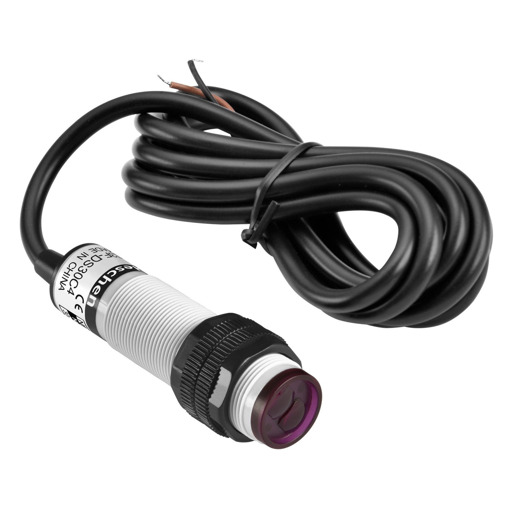 Heschen M18 Photoelectric Sensor Diffuse Reflection Sensor Switch E3F-DS30C4 NPN NO DC10-30V 200mA Sensing Distance 30cm 3 Wires