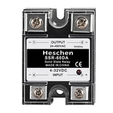 Heschen Single Phase AC/DC Solid State Relay SSR-60DA 3-32 VDC/480VAC 60A 50-60Hz