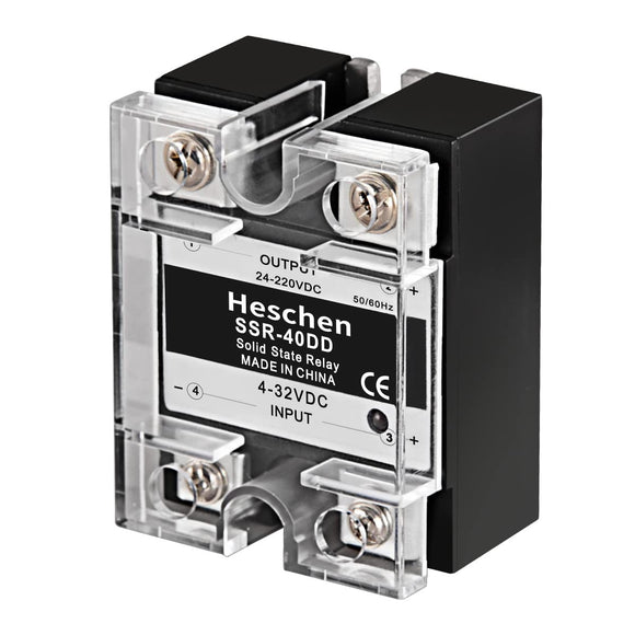 Heschen Single Phase DC Solid State Relay SSR-40DD 3-32 VDC/24-220VDC 40A