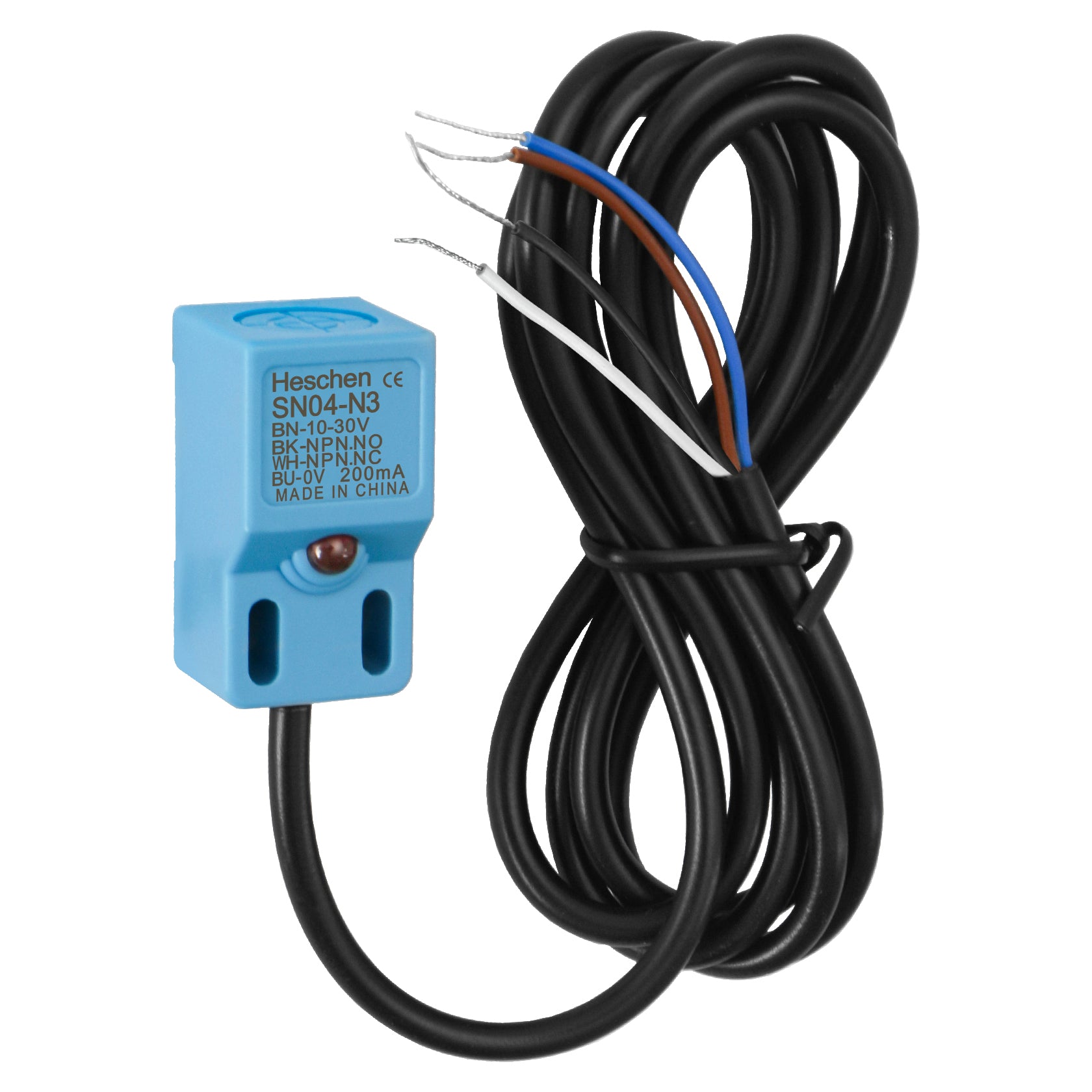 Heschen Square Inductive Proximity Sensor Switch Non-Shield Type SN04-N3 Detector Distance 5mm 10-30VDC 200mA NPN NO+NC 4 Wire,Pack of 5