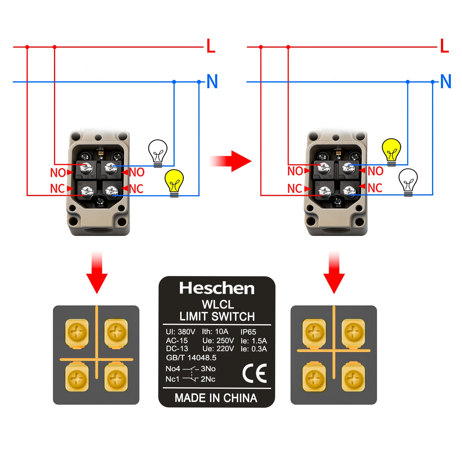 Heschen Limit Switch WLCL (TZ-5170) Adjustable Rod Lever Momentary 380