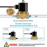 Heschen Brass Electric Solenoid Valve 3/4 Inch Direct Action Water Air Gas Normally Closed 2/2 Way