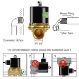 Heschen Brass Electric Solenoid Valve 3/4 Inch Direct Action Water Air Gas Normally Closed 2/2 Way