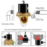 Heschen Brass Electric Solenoid Valve, 2W-250-25, PT 1'', Direct Action Water, Normally Closed, Replacement Valve