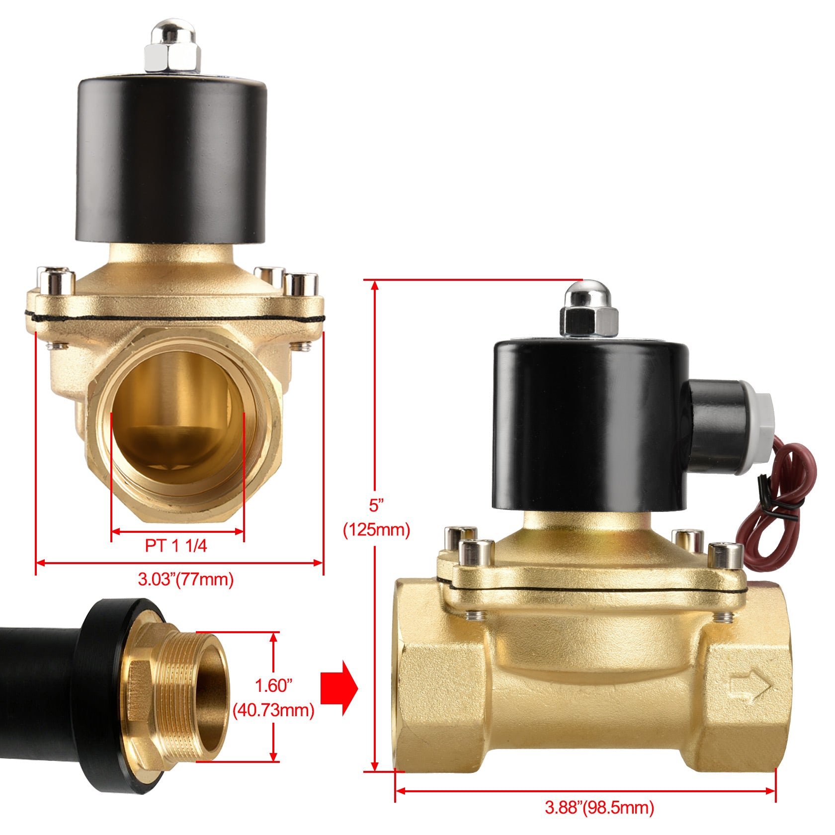 Heschen Solenoid Valve 1-1/4 Inch 12V/24V/110V/220V Direct Action NC