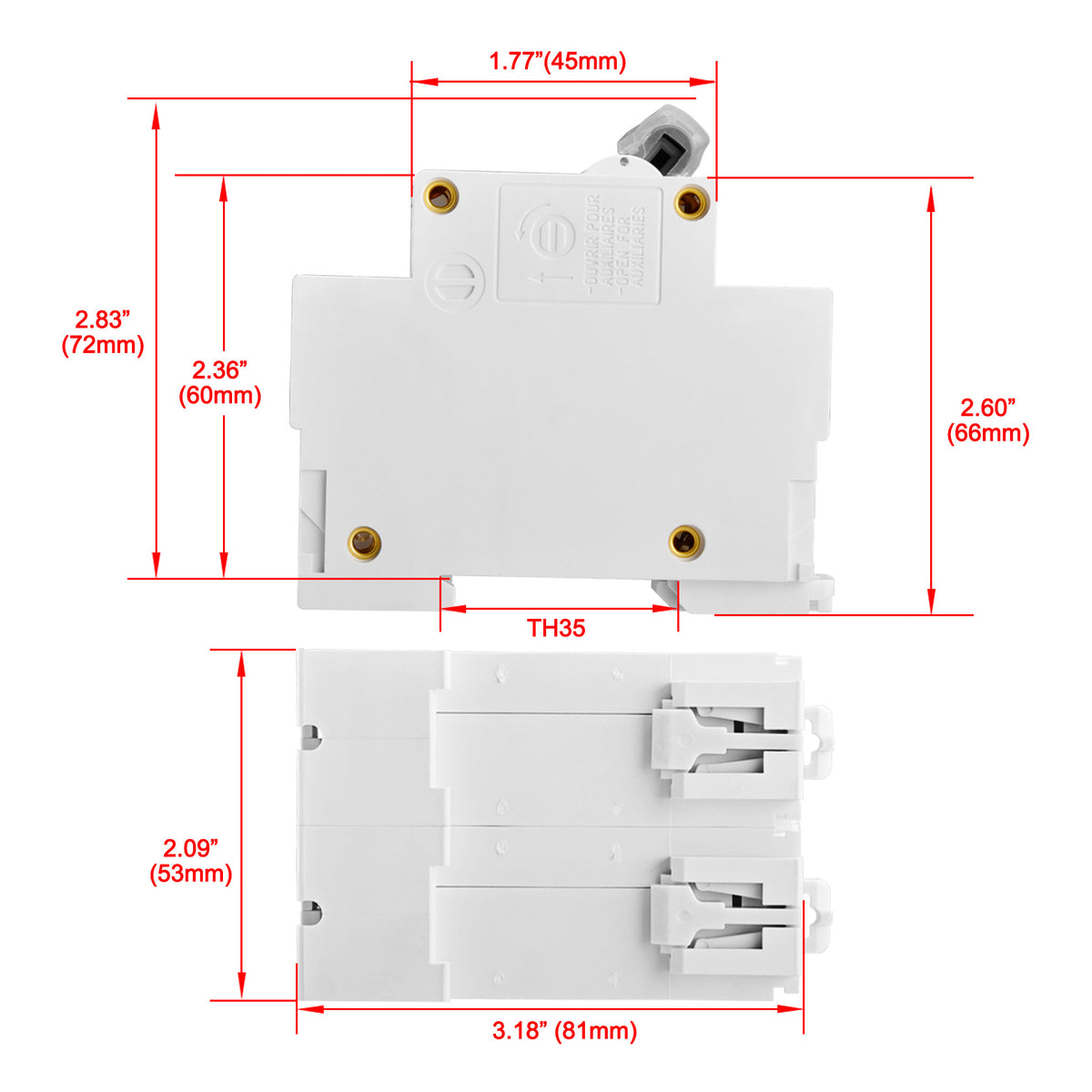 Heschen DC Miniature Circuit Breaker, HSB6C-DC, 2 Poles, DC500V D80A/D
