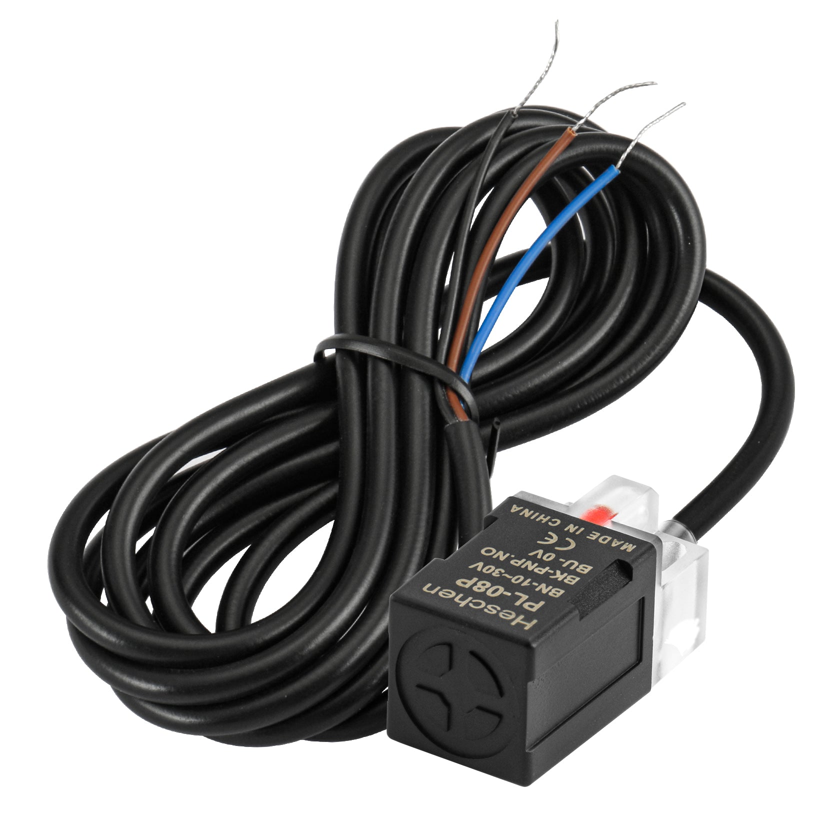 Heschen Square Inductive Proximity Sensor Switch Non-Shield Type PL-08P Detector Distance 8mm 10-30VDC 200mA PNP Normally Open(NO) 3 Wire