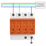 Heschen Surge Protective Device, LYD1-C40/385, 4P 385V 20KA, Fire-Proof, Low-Voltage Arrester, 35mm DIN Rail Mounting