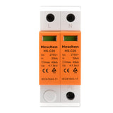 Heschen Surge Protective Device SPD, HS-C20, 275VAC 20KA, 2P, Fire-Proof, Low-Voltage Arrester, 35mm DIN Rail Mounting
