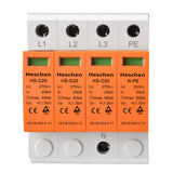 Heschen Surge Protective Device SPD, HS-C20, 275VAC 20KA, 3+N-PE, Fire-Proof, Low-Voltage Arrester, 35mm DIN Rail Mounting