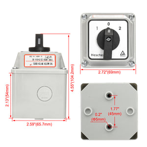 Heschen Universal Latching Rotary Cam Selector Changeover Switch, LW28-20/D404.4D, 660V 20A, ON-OFF-ON 3 Positions 16 Terminals, With Box,For Switching And Breaking Circuits, CE