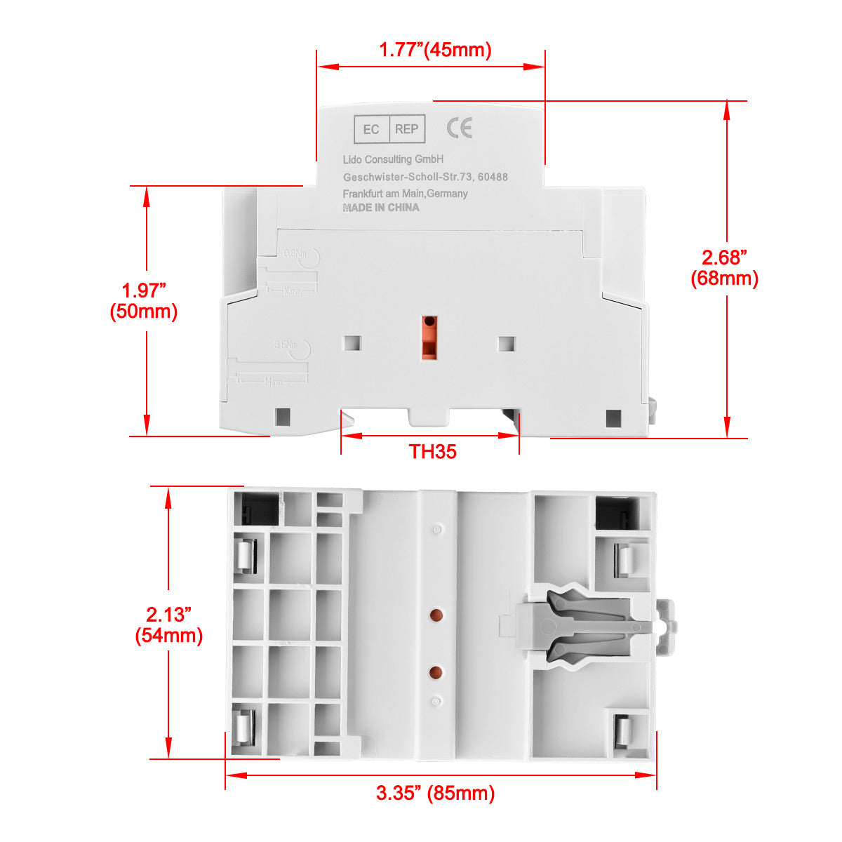 Household AC Contactor CT1-63 4 Pole Four Normally Open 220V/240V Coil Voltage 35 mm DIN Rail Mount