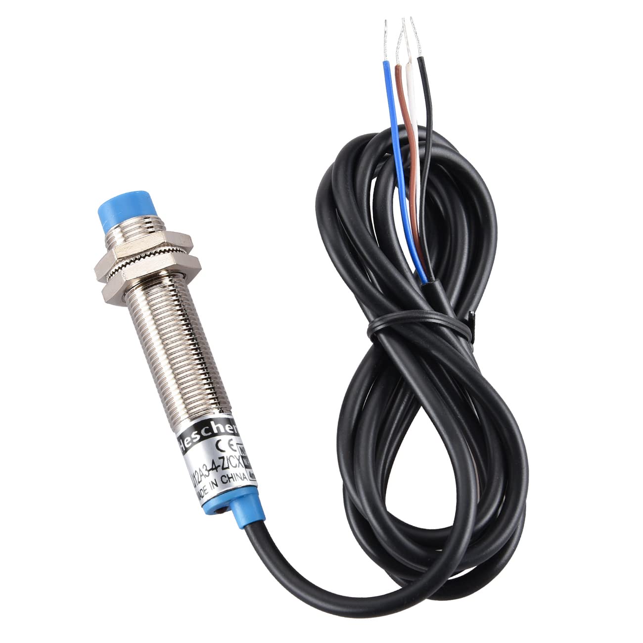 Heschen M12 Inductive Proximity Sensor Switch, Non-shield Type, LJ12A3-4-Z/CX, Detector 4mm, 10-30VDC 200mA, NPN NO+NC, 4 Wire