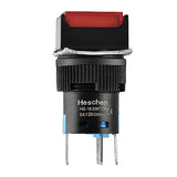 Heschen 16mm Square Momentary Push Button Switch 1NO 1NC 12V/24V/110V/220V Red LED Lamp 5 Pack