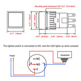 Heschen 16mm Square Latching Push Button Switch 1NO 1NC 12V/24V/110V/220V Red LED Lamp 5 Pack