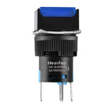 Heschen 16mm Square Momentary Push Button Switch 1NO 1NC 12V/24V/110V/220V Blue LED Lamp 5 Pack