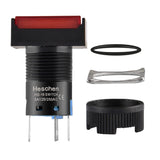 Heschen 16mm Rectangle Momentary Push Button Switch 1NO 1NC 5Pin 12V/24V/110V/220V Red LED Lamp 5 Pack