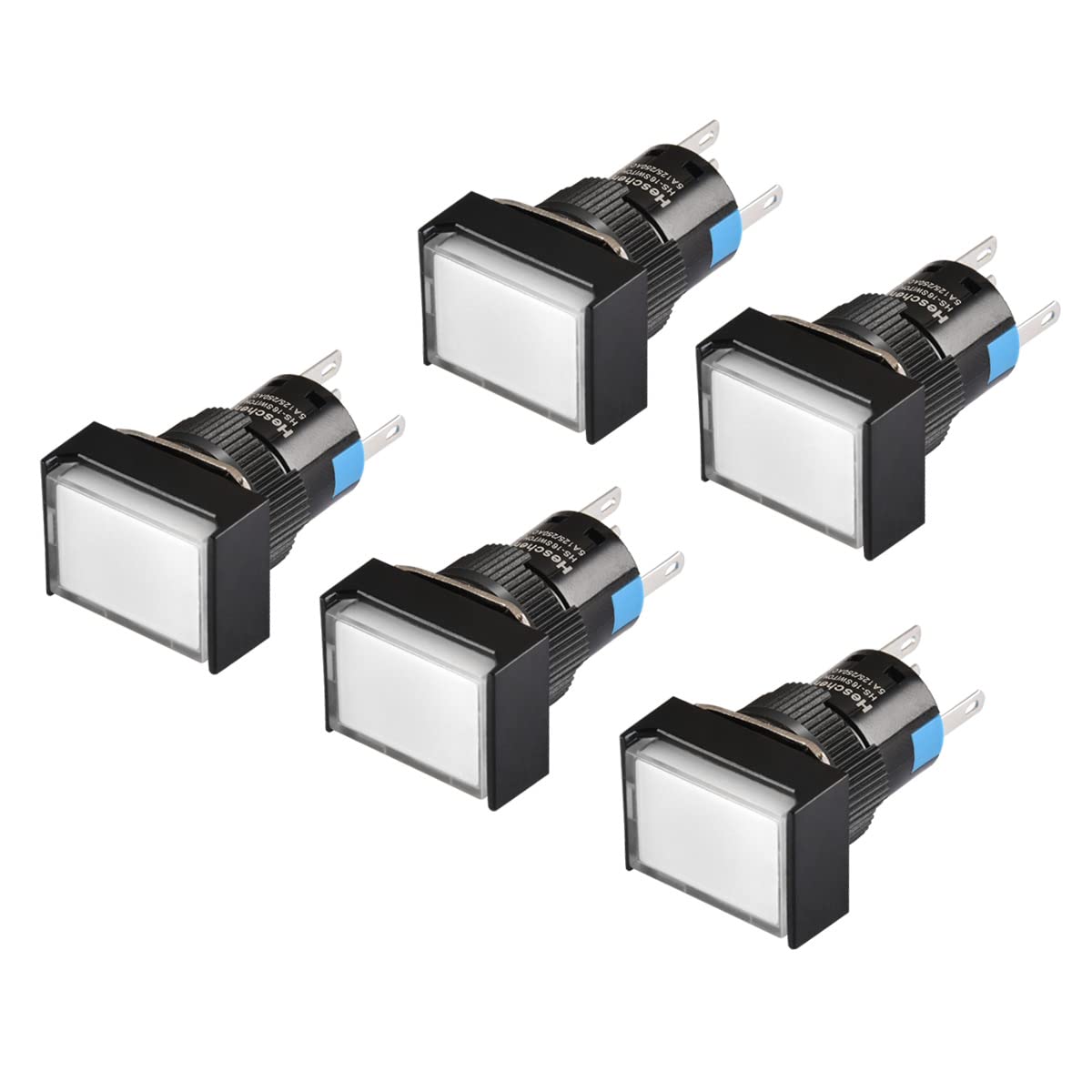Rectangle Key Switch Heschen 16mm Rectangle Momentary Push Button Switch 1NO 1NC 5Pin 12V/2