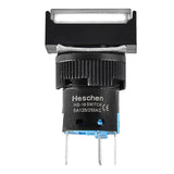 Heschen 16mm Rectangle Momentary Push Button Switch 1NO 1NC 5Pin 12V/24V/110V/220V White LED Lamp 5 Pack