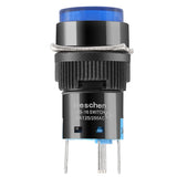 Heschen 16mm Round Latching Push Button Switch 1NO 1NC 12V/24V/110V/220V Bule LED Lamp 5 Pack