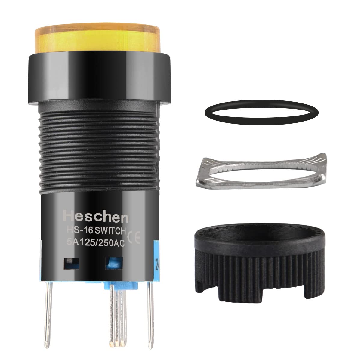 Heschen 16mm Round Latching Push Button Switch 1NO 1NC 12V/24V/110V/22