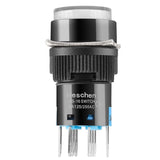 Heschen 16mm Round Push Button Switch, HS-16, 2NO 2NC, Momentary Type, 12V/24V/110V/220V White LED Lamp, 8 Pin, 5 Pack