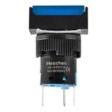 Heschen 16mm Rectangle Momentary Push Button Switch 1NO 1NC 5Pin 12V/24V/110V/220V Blue LED Lamp 5 Pack