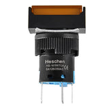 Heschen 16mm Rectangle Momentary Push Button Switch 1NO 1NC 5Pin 12V/24V/110V/220V Orange LED Lamp 5 Pack